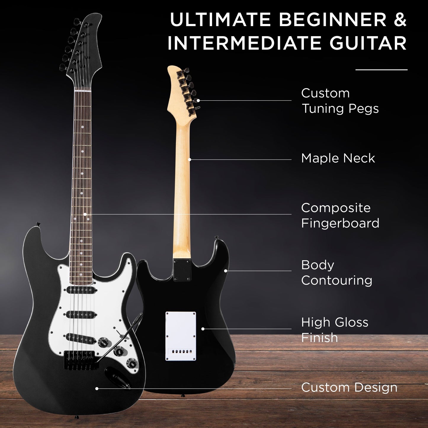 Beginner Electric Guitar Kit w/ Case, 10W Amp, Tremolo Bar - 39in