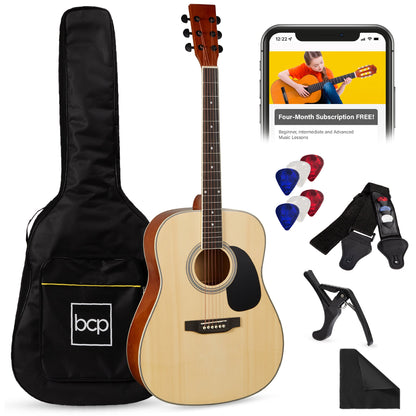 41in Acoustic Guitar Starter Kit w/ Digital Tuner, Padded Case, Picks, Strap