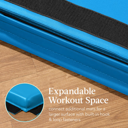 Folding Exercise Fitness Workout Gym Floor Mat w/ Handles