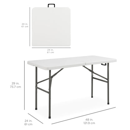 Portable Folding Plastic Dining Table w/ Handle, Lock - 4ft