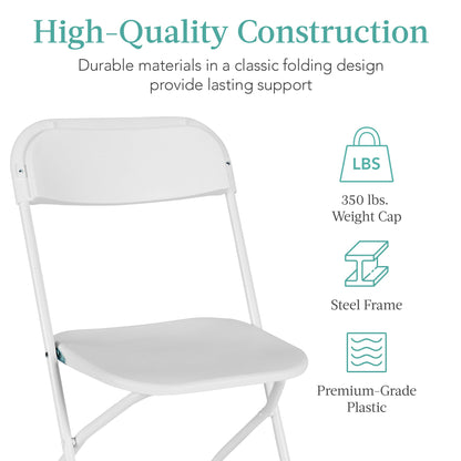 Set of 4 Folding Stacking Plastic Chairs w/ Non-Slip Feet