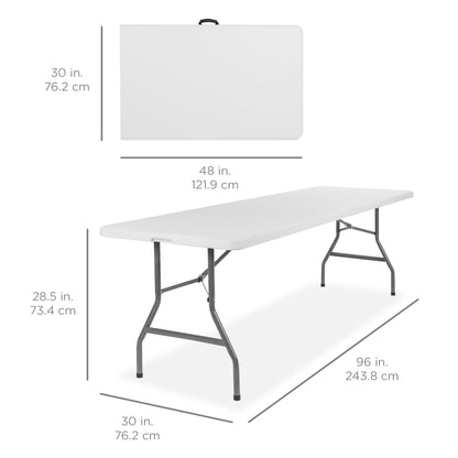 Portable Folding Plastic Dining Table w/ Handle, Lock - 8ft