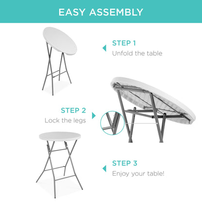 Bar Height Folding Table Indoor Outdoor Accessory w/ Thick Table Top - 32in