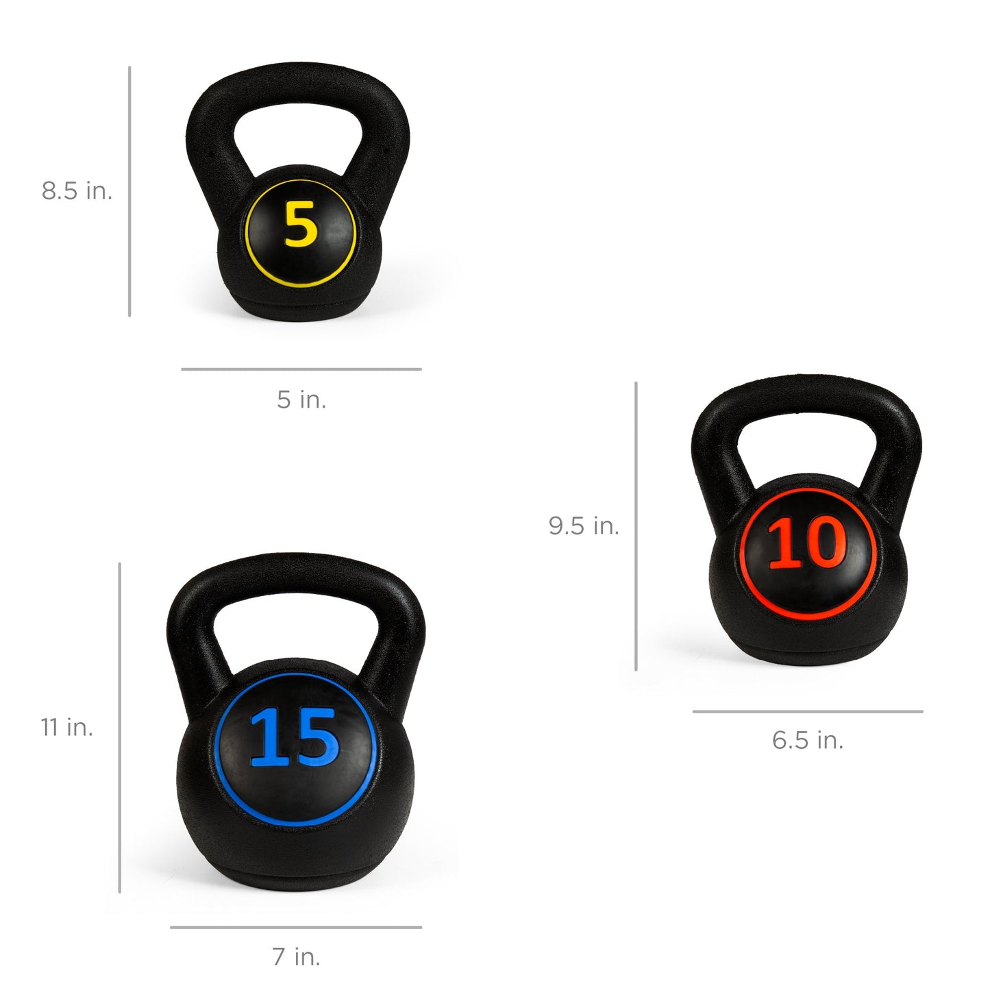 3-Piece Kettlebell Exercise Fitness Weight Set w/ Storage Rack