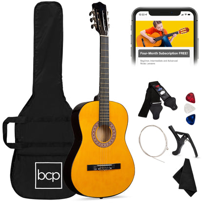 Beginner Acoustic Guitar Set w/ Case, Strap, Extra Strings - 38in