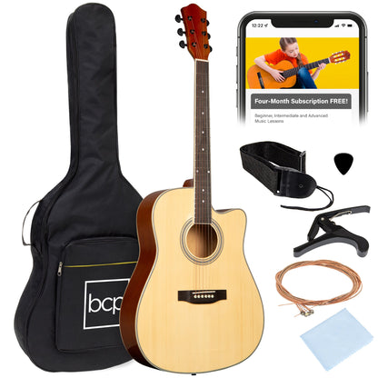 Full Size Beginner Acoustic Guitar Set with Case, Strap, Capo - 41in