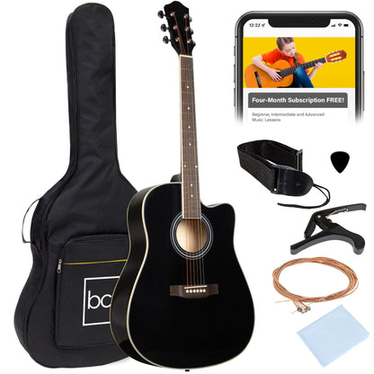 Full Size Beginner Acoustic Guitar Set with Case, Strap, Capo - 41in