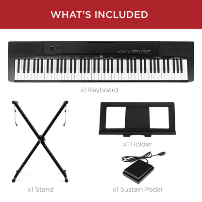 88-Key Digital Piano Set w/ Semi-Weighted Keys, Stand, Sustain Pedal