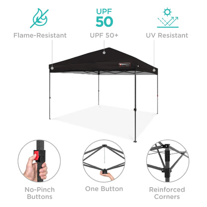 One-Person Setup Instant Pop Up Canopy w/ Case, 4 Weight Bags - 10x10ft