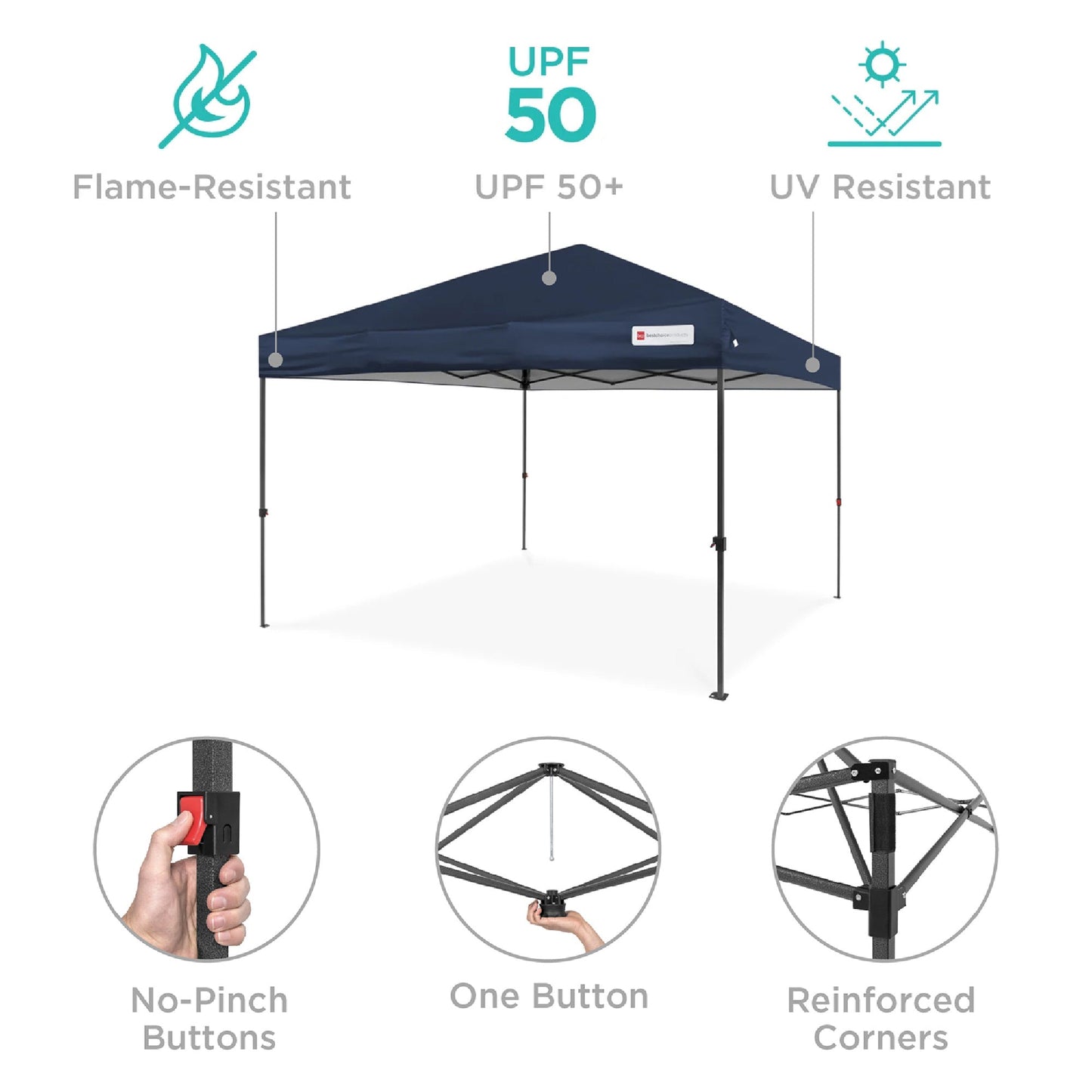 One-Person Setup Instant Pop Up Canopy w/ Case, 4 Weight Bags - 10x10ft