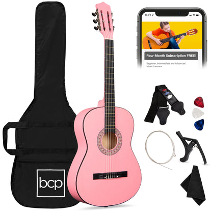 Beginner Acoustic Guitar Set w/ Case, Strap, Extra Strings - 38in