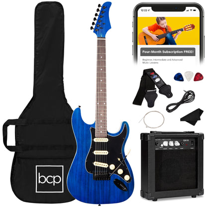 Beginner Electric Guitar Kit w/ Case, 10W Amp, Tremolo Bar - 39in