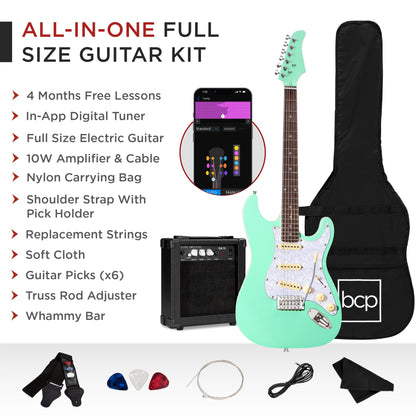 Beginner Electric Guitar Kit w/ Case, 10W Amp, Tremolo Bar - 39in