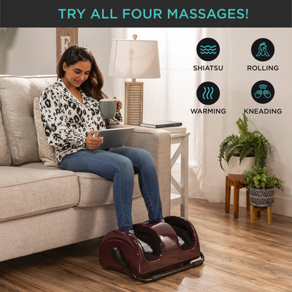 Reflexology Shiatsu Foot Massager w/ High-Intensity Rollers, Remote Control