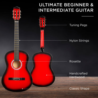 Beginner Acoustic Guitar Set w/ Case, Strap, Extra Strings - 38in