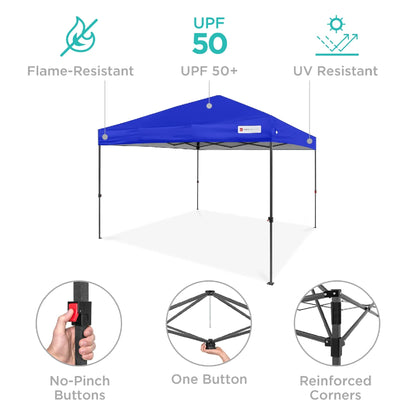 One-Person Setup Instant Pop Up Canopy w/ Case, 4 Weight Bags - 10x10ft