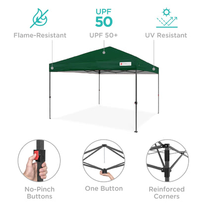 One-Person Setup Instant Pop Up Canopy w/ Case, 4 Weight Bags - 10x10ft