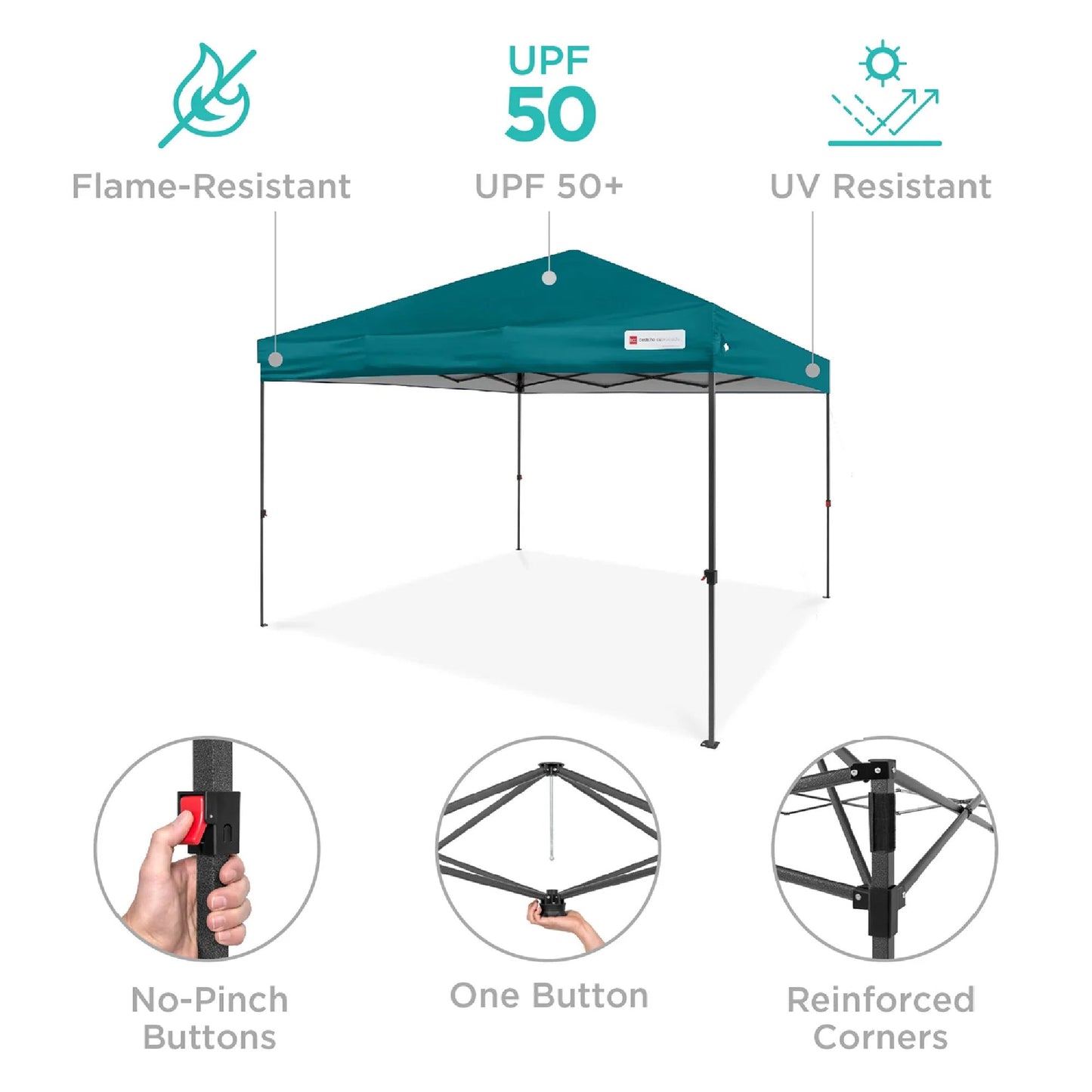 One-Person Setup Instant Pop Up Canopy w/ Case, 4 Weight Bags - 10x10ft