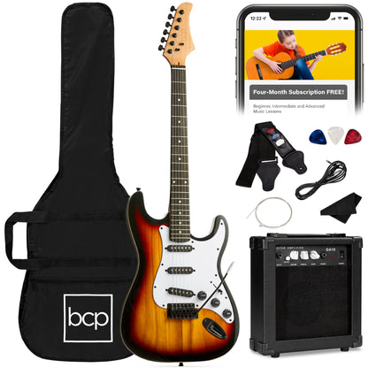 Beginner Electric Guitar Kit w/ Case, 10W Amp, Tremolo Bar - 39in