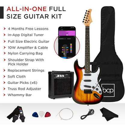 Beginner Electric Guitar Kit w/ Case, 10W Amp, Tremolo Bar - 39in