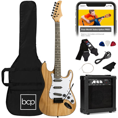 Beginner Electric Guitar Kit w/ Case, 10W Amp, Tremolo Bar - 39in