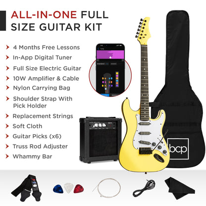 Beginner Electric Guitar Kit w/ Case, 10W Amp, Tremolo Bar - 39in