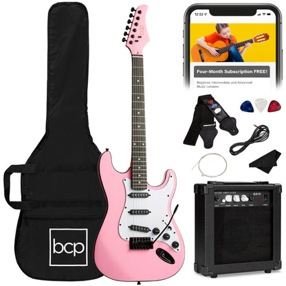 Beginner Electric Guitar Kit w/ Case, 10W Amp, Tremolo Bar - 39in