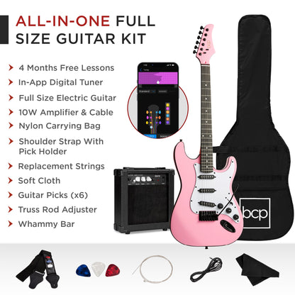 Beginner Electric Guitar Kit w/ Case, 10W Amp, Tremolo Bar - 39in