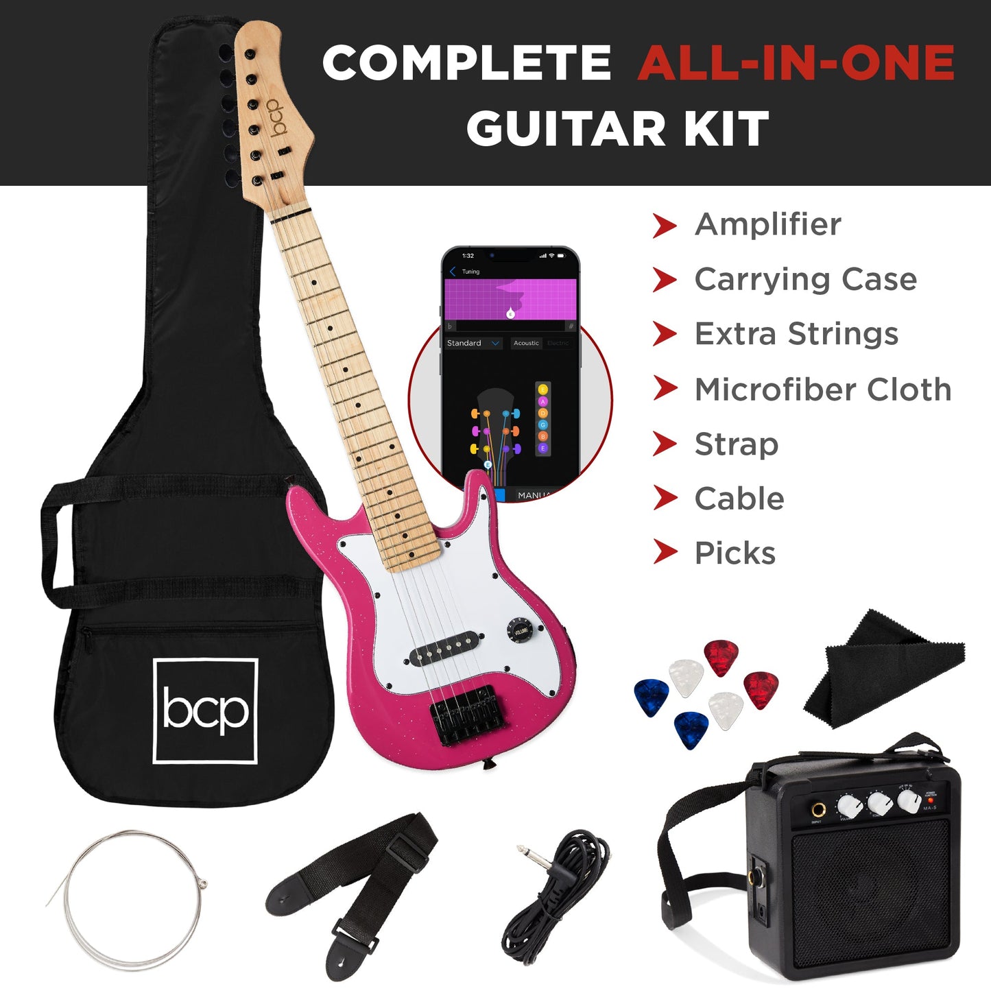 Kids Electric Guitar Beginner Starter Kit w/ 5W Amplifier - 30 in