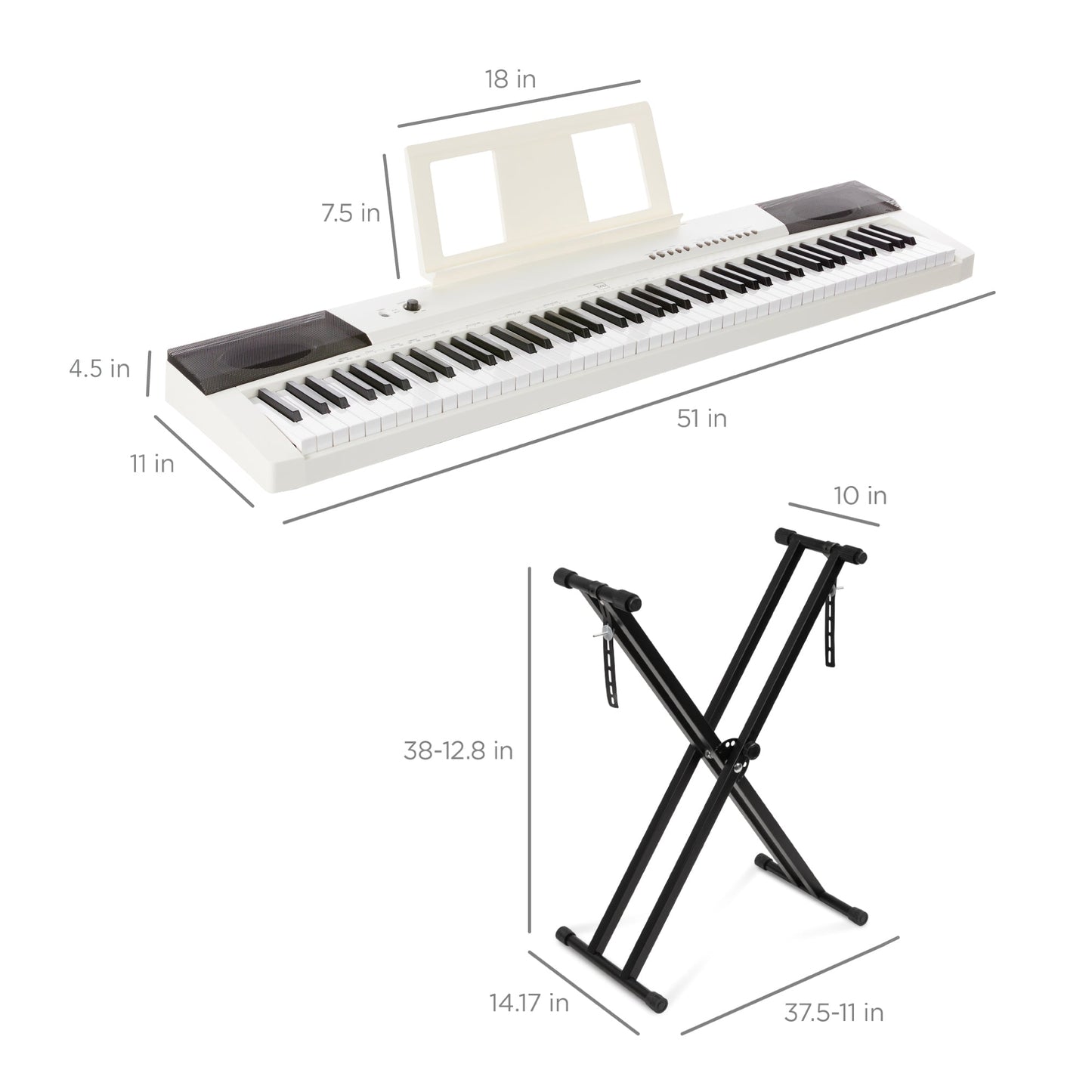 88-Key Digital Piano Set w/ Semi-Weighted Keys, Stand, Sustain Pedal