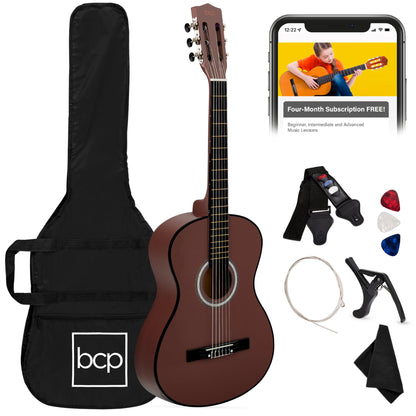 Beginner Acoustic Guitar Set w/ Case, Strap, Extra Strings - 38in