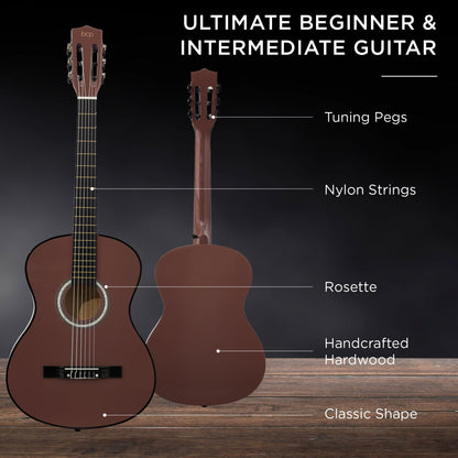 Beginner Acoustic Guitar Set w/ Case, Strap, Extra Strings - 38in