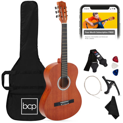 Beginner Acoustic Guitar Set w/ Case, Strap, Extra Strings - 38in