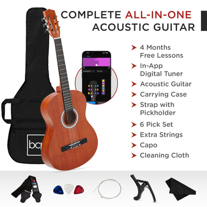 Beginner Acoustic Guitar Set w/ Case, Strap, Extra Strings - 38in