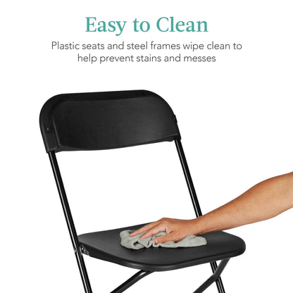 Set of 4 Folding Stacking Plastic Chairs w/ Non-Slip Feet