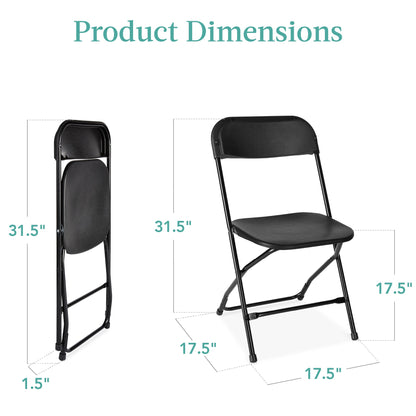 Set of 10 Folding Stacking Plastic Chairs w/ Non-Slip Feet