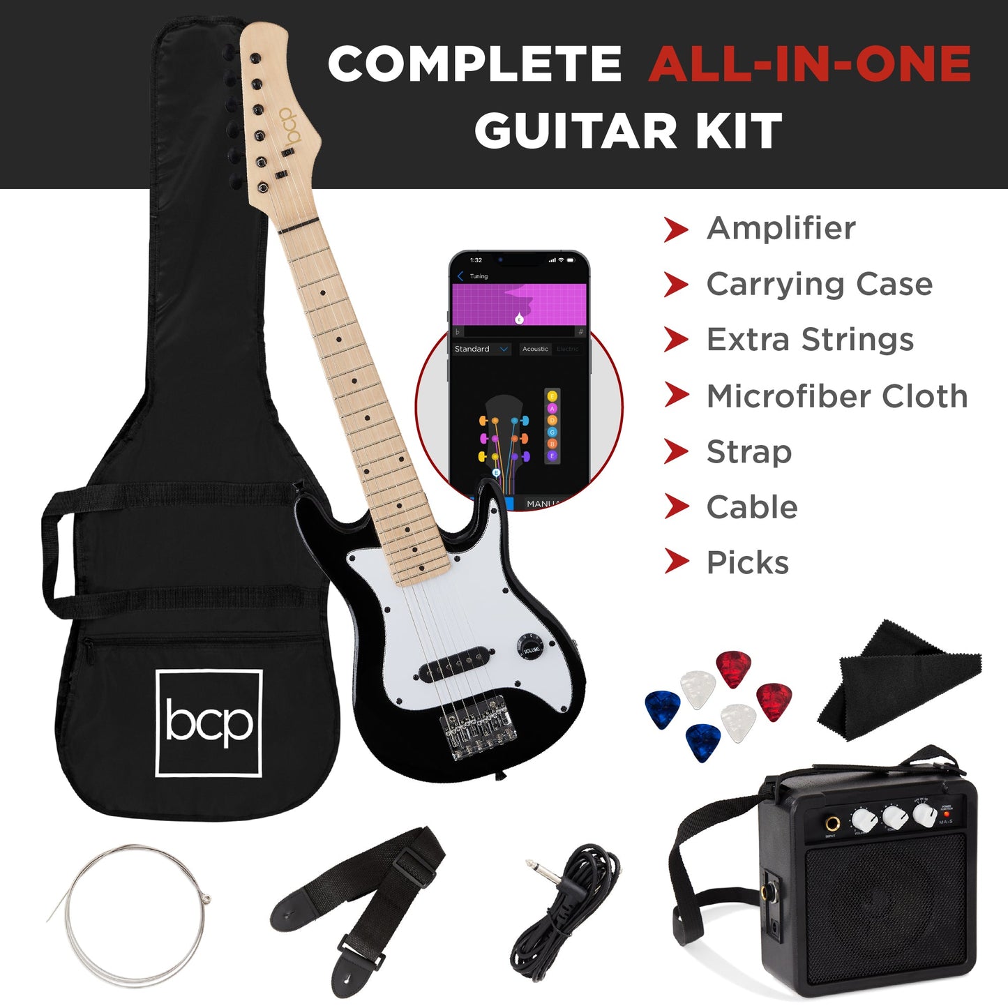 Kids Electric Guitar Beginner Starter Kit w/ 5W Amplifier - 30 in