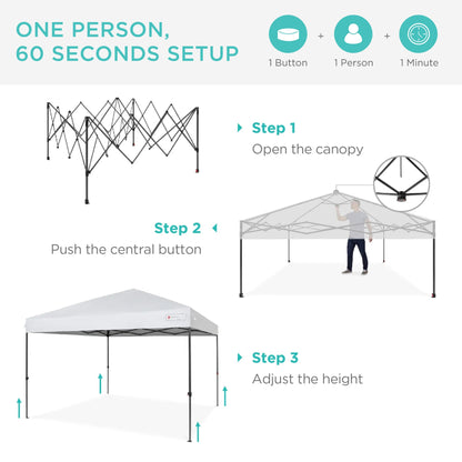 One-Person Setup Instant Pop Up Canopy w/ Case, 4 Weight Bags - 8x8ft