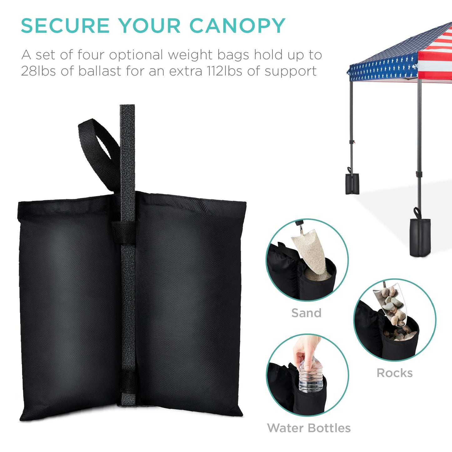 One-Person Setup Instant Pop Up Canopy w/ Case, 4 Weight Bags - 12x12ft