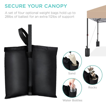 One-Person Setup Instant Pop Up Canopy w/ Case, 4 Weight Bags - 12x12ft