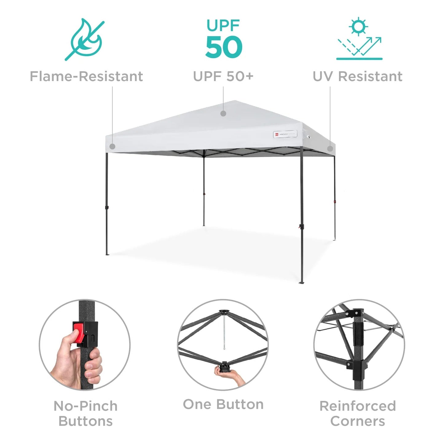 One-Person Setup Instant Pop Up Canopy w/ Case, 4 Weight Bags - 12x12ft