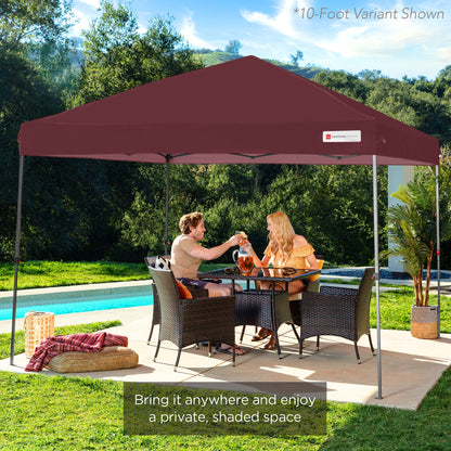 One-Person Setup Instant Pop Up Canopy w/ Case, 4 Weight Bags - 8x8ft