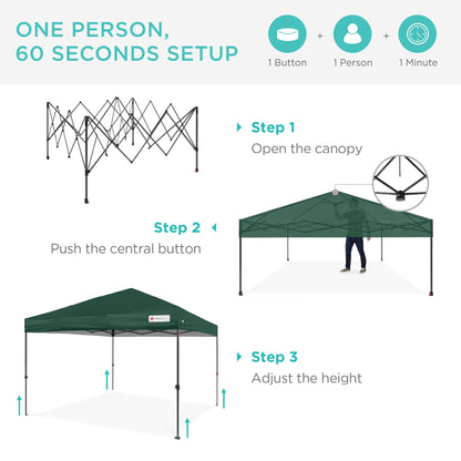 One-Person Setup Instant Pop Up Canopy w/ Case, 4 Weight Bags - 8x8ft