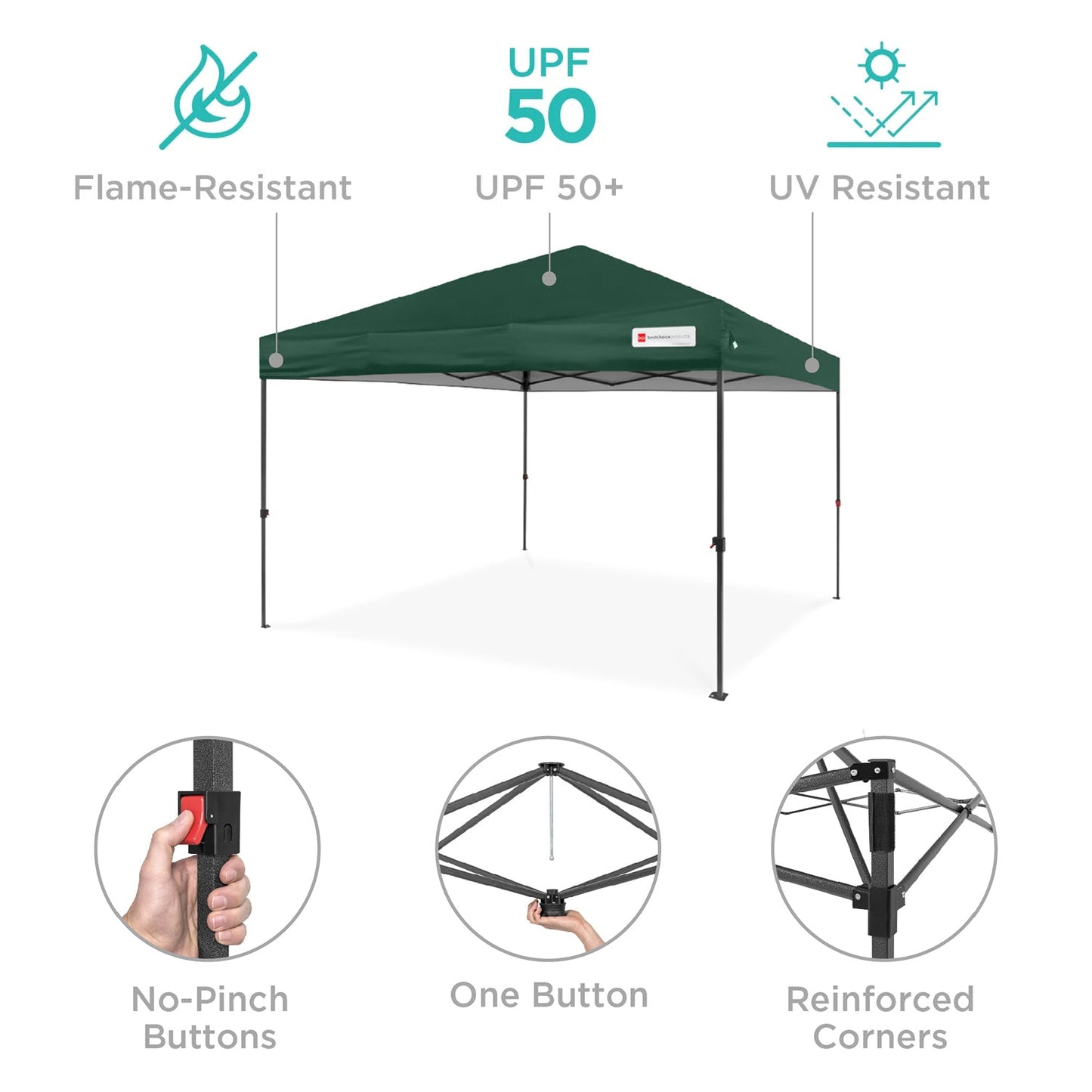 One-Person Setup Instant Pop Up Canopy w/ Case, 4 Weight Bags - 8x8ft