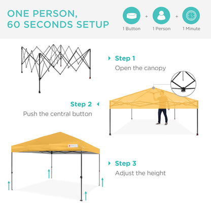 One-Person Setup Instant Pop Up Canopy w/ Case, 4 Weight Bags - 8x8ft