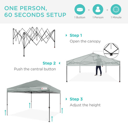 One-Person Setup Instant Pop Up Canopy w/ Case, 4 Weight Bags - 8x8ft