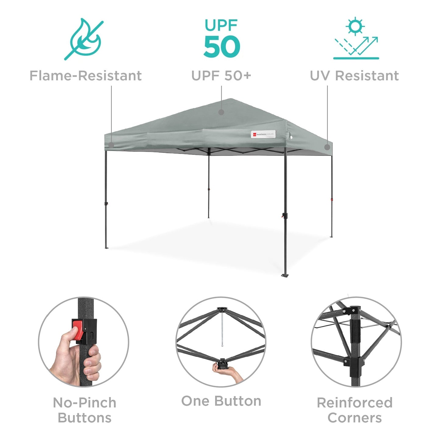 One-Person Setup Instant Pop Up Canopy w/ Case, 4 Weight Bags - 8x8ft