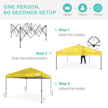 One-Person Setup Instant Pop Up Canopy w/ Case, 4 Weight Bags - 8x8ft