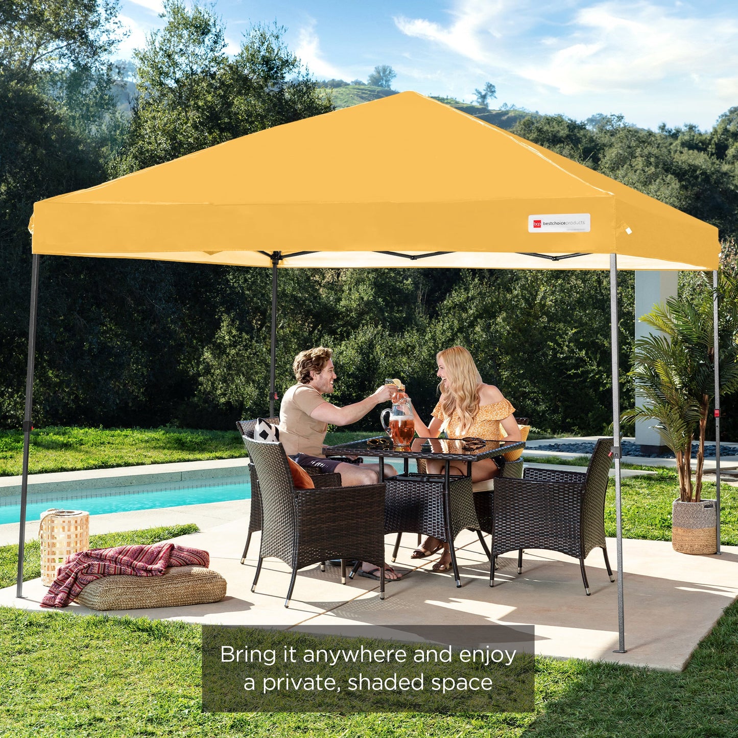 One-Person Setup Instant Pop Up Canopy w/ Case, 4 Weight Bags - 10x10ft