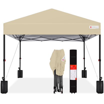 One-Person Setup Instant Pop Up Canopy w/ Case, 4 Weight Bags - 10x10ft